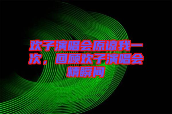 歡子演唱會原諒我一次，回顧歡子演唱會精瞬間