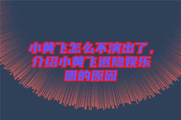 小黃飛怎么不演出了，介紹小黃飛退隱娛樂(lè)圈的原因