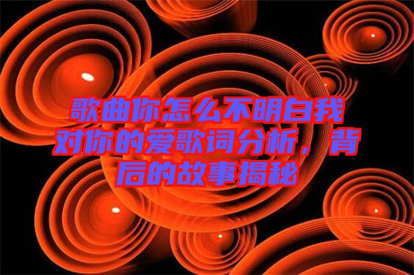 歌曲你怎么不明白我對你的愛歌詞分析，背后的故事揭秘