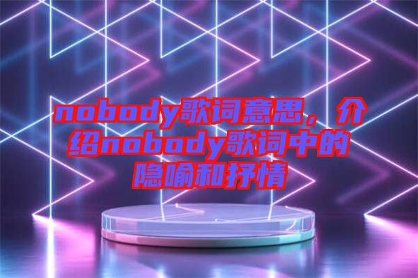 nobody歌詞意思，介紹nobody歌詞中的隱喻和抒情