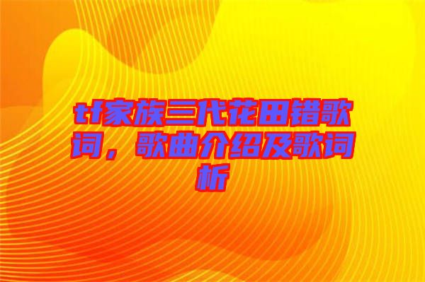 tf家族三代花田錯歌詞，歌曲介紹及歌詞析