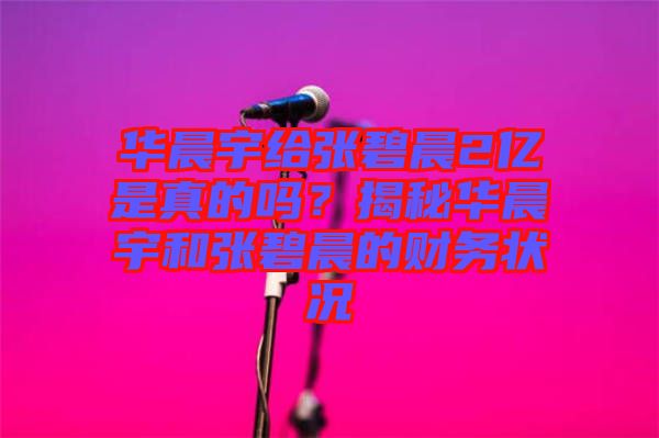 華晨宇給張碧晨2億是真的嗎？揭秘華晨宇和張碧晨的財務狀況