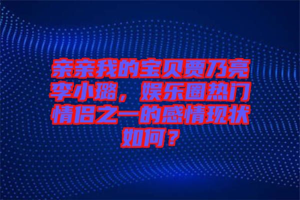 親親我的寶貝賈乃亮李小璐，娛樂圈熱門情侶之一的感情現(xiàn)狀如何？