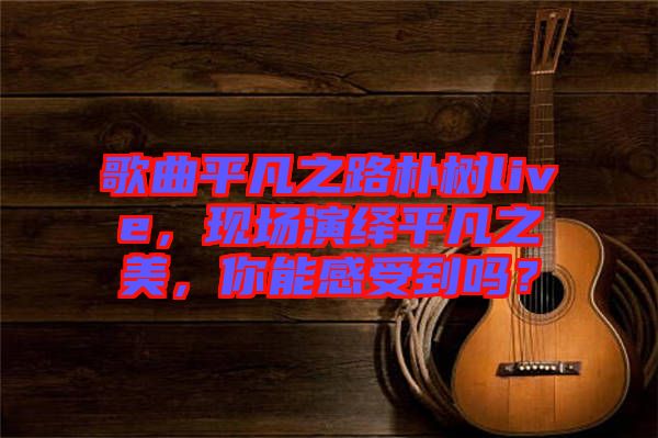 歌曲平凡之路樸樹(shù)live，現(xiàn)場(chǎng)演繹平凡之美，你能感受到嗎？