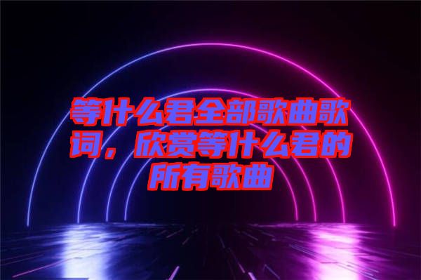 等什么君全部歌曲歌詞，欣賞等什么君的所有歌曲