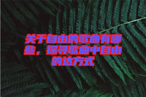 關(guān)于自由的歌曲有哪些，探尋歌曲中自由的達方式