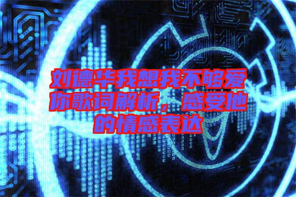 劉德華我想我不夠愛(ài)你歌詞解析，感受他的情感表達(dá)