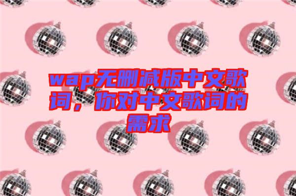 wap無刪減版中文歌詞，你對中文歌詞的需求