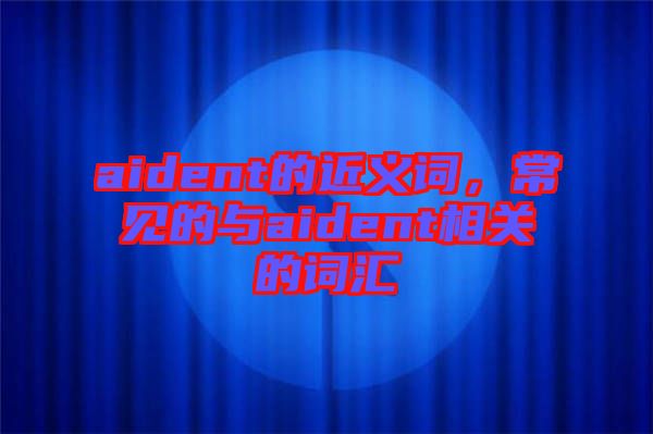 aident的近義詞，常見(jiàn)的與aident相關(guān)的詞匯