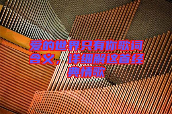 愛的世界只有你歌詞含義，詳細解這首經(jīng)典情歌