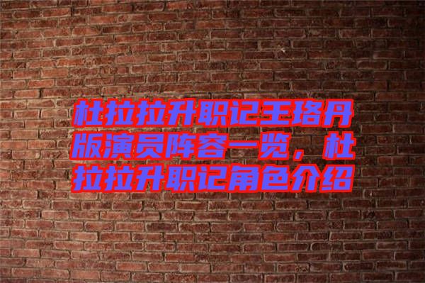 杜拉拉升職記王珞丹版演員陣容一覽，杜拉拉升職記角色介紹