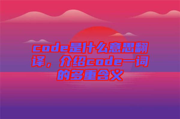 code是什么意思翻譯，介紹code一詞的多重含義