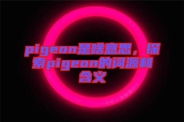 pigeon是啥意思，探索pigeon的詞源和含義