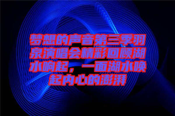 夢想的聲音第三季羽泉演唱會精彩回顧湖水響起，一面湖水喚起內(nèi)心的澎湃
