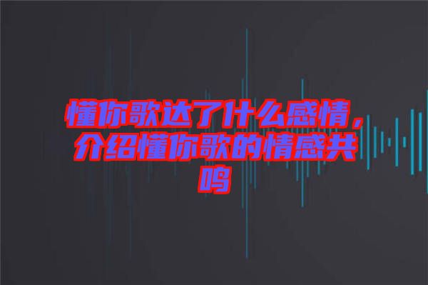 懂你歌達了什么感情，介紹懂你歌的情感共鳴
