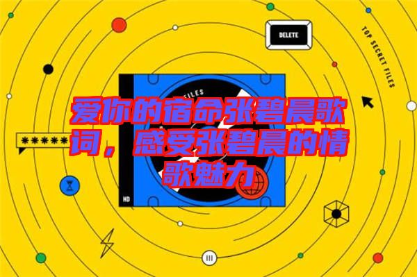 愛你的宿命張碧晨歌詞，感受張碧晨的情歌魅力