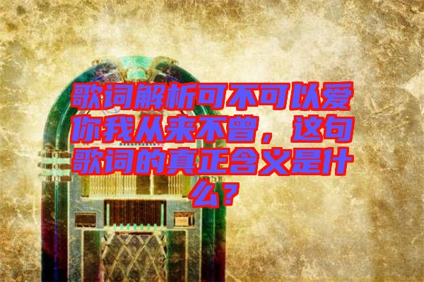 歌詞解析可不可以愛你我從來不曾，這句歌詞的真正含義是什么？