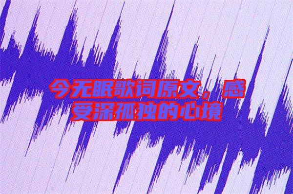 今無眠歌詞原文，感受深孤獨(dú)的心境