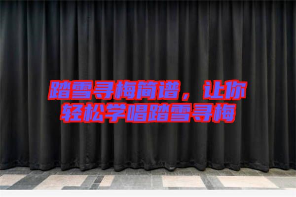 踏雪尋梅簡譜，讓你輕松學(xué)唱踏雪尋梅