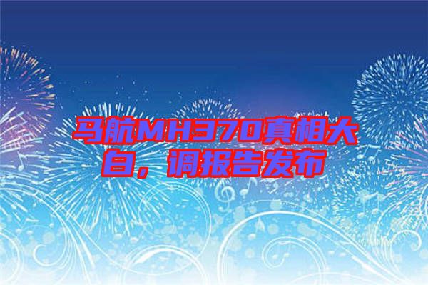 馬航MH370真相大白，調(diào)報(bào)告發(fā)布