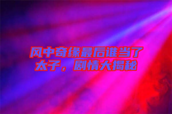 風中奇緣最后誰當了太子，劇情大揭秘