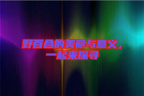 野百合的美麗與意義，一起來探尋