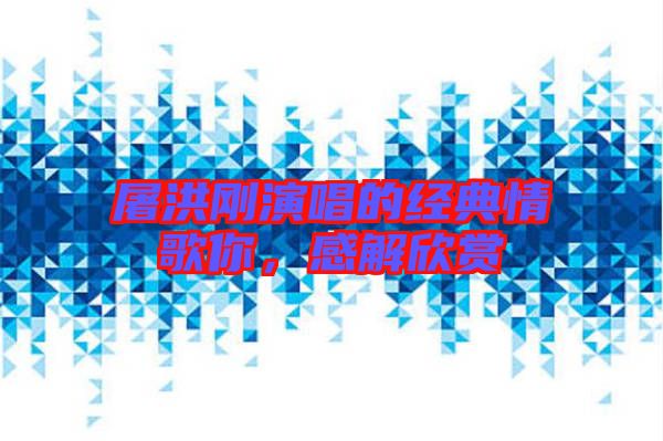 屠洪剛演唱的經(jīng)典情歌你，感解欣賞