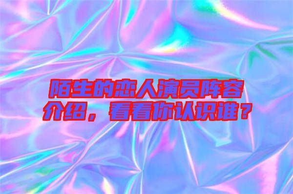 陌生的戀人演員陣容介紹，看看你認(rèn)識誰？