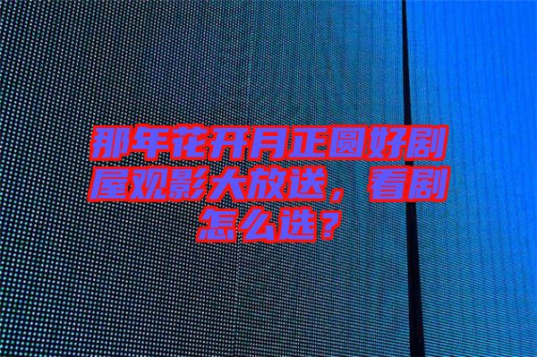 那年花開(kāi)月正圓好劇屋觀影大放送，看劇怎么選？