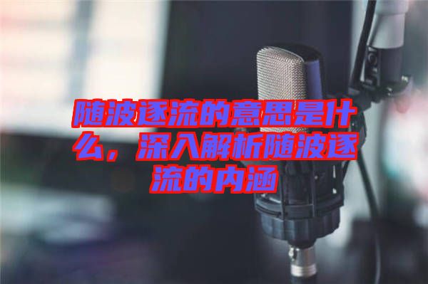 隨波逐流的意思是什么，深入解析隨波逐流的內涵
