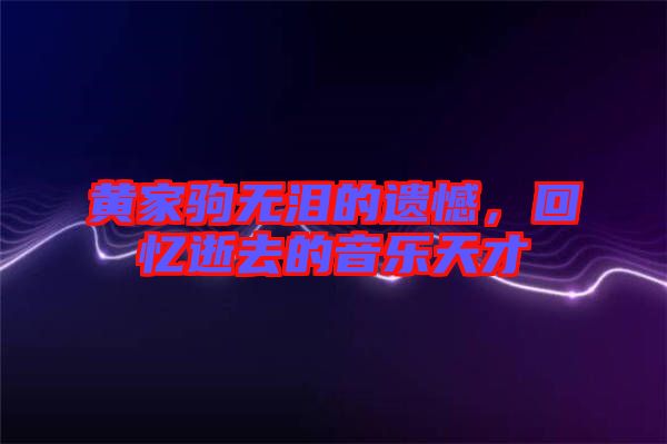 黃家駒無(wú)淚的遺憾，回憶逝去的音樂(lè)天才