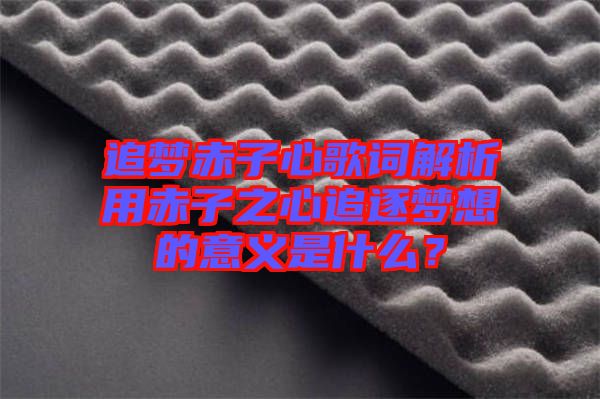 追夢(mèng)赤子心歌詞解析用赤子之心追逐夢(mèng)想的意義是什么？