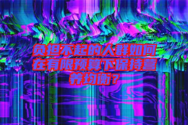 負(fù)擔(dān)不起的人群如何在有限預(yù)算下保持營養(yǎng)均衡？
