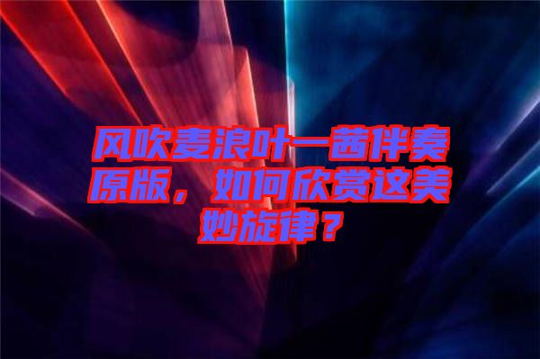 風(fēng)吹麥浪葉一茜伴奏原版，如何欣賞這美妙旋律？
