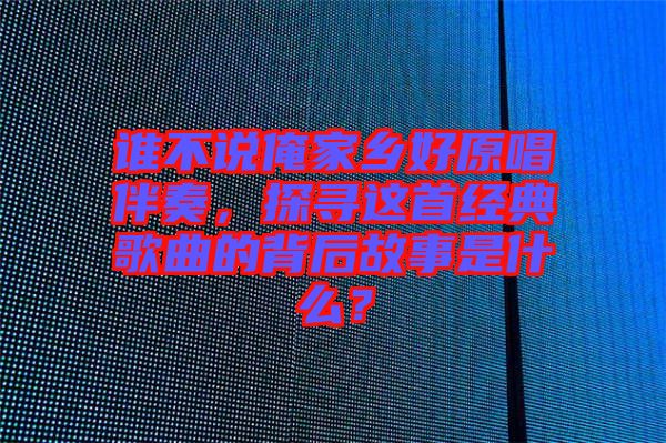 誰不說俺家鄉(xiāng)好原唱伴奏，探尋這首經(jīng)典歌曲的背后故事是什么？