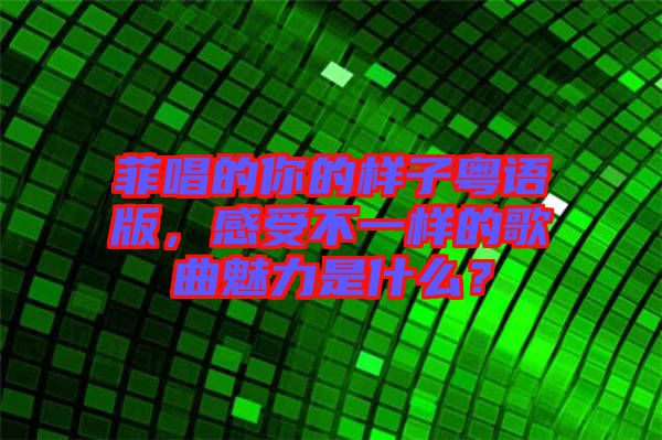 菲唱的你的樣子粵語版，感受不一樣的歌曲魅力是什么？