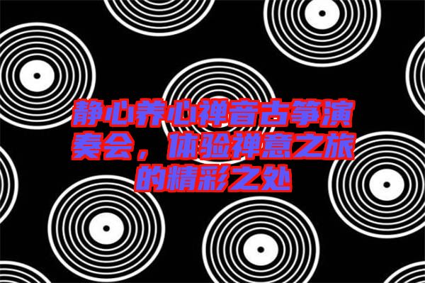 靜心養(yǎng)心禪音古箏演奏會，體驗禪意之旅的精彩之處