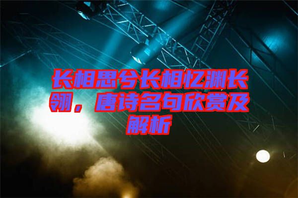 長相思兮長相憶淵長翎，唐詩名句欣賞及解析