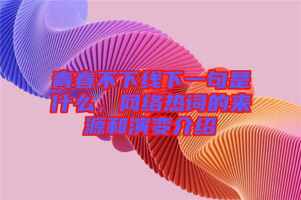 青春不下線下一句是什么，網(wǎng)絡(luò)熱詞的來源和演變介紹