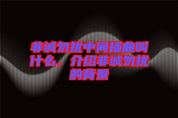 非誠(chéng)勿擾中間插曲叫什么，介紹非誠(chéng)勿擾的背景