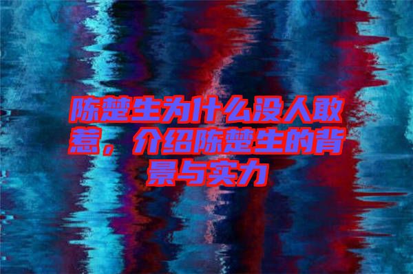 陳楚生為什么沒人敢惹，介紹陳楚生的背景與實力