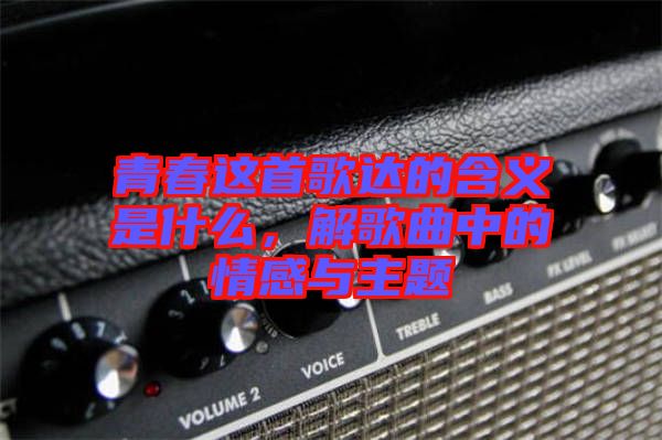 青春這首歌達的含義是什么，解歌曲中的情感與主題