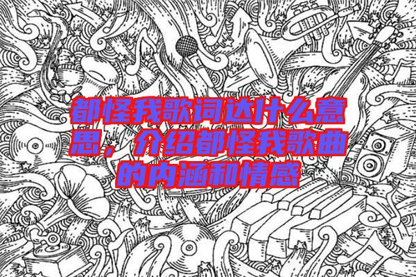 都怪我歌詞達(dá)什么意思，介紹都怪我歌曲的內(nèi)涵和情感